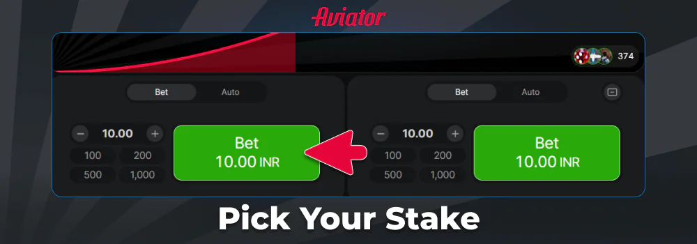 Make a bet in Aviator game